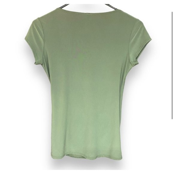 Jason Maxwell Green Short Sleeve Faux Wrap Summer Casual Stylish Top SZ Small - Picture 4 of 4